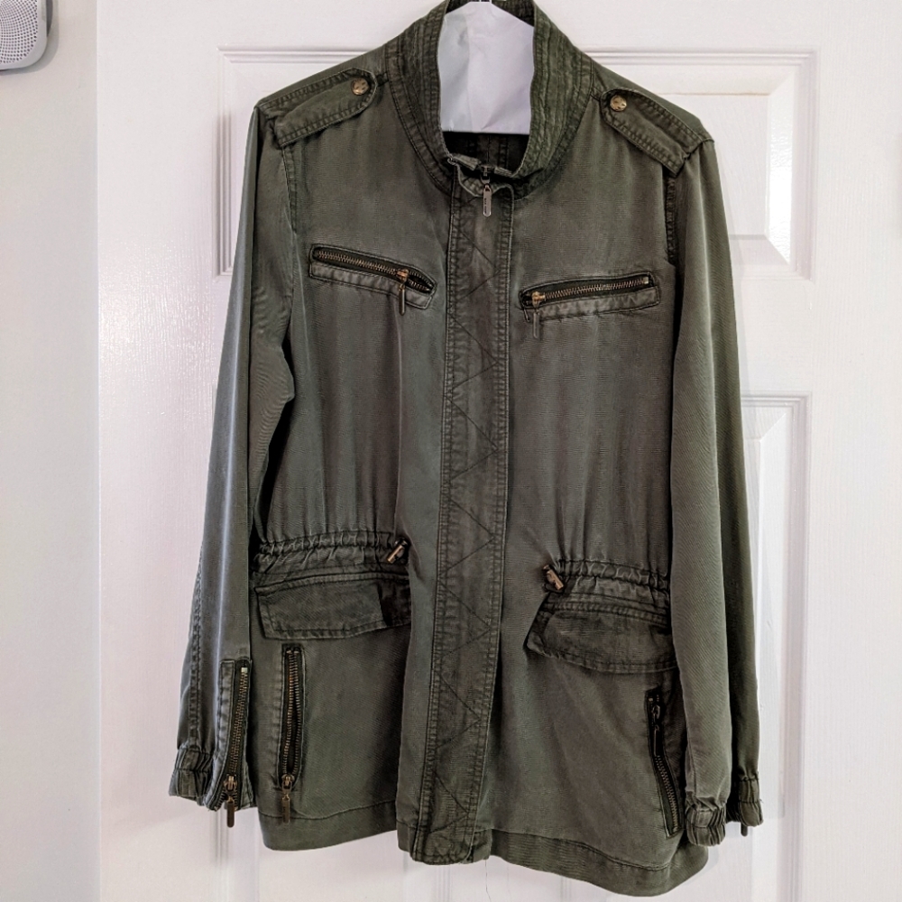 Max Jeans Olive Green Utility Jacket Size Medium